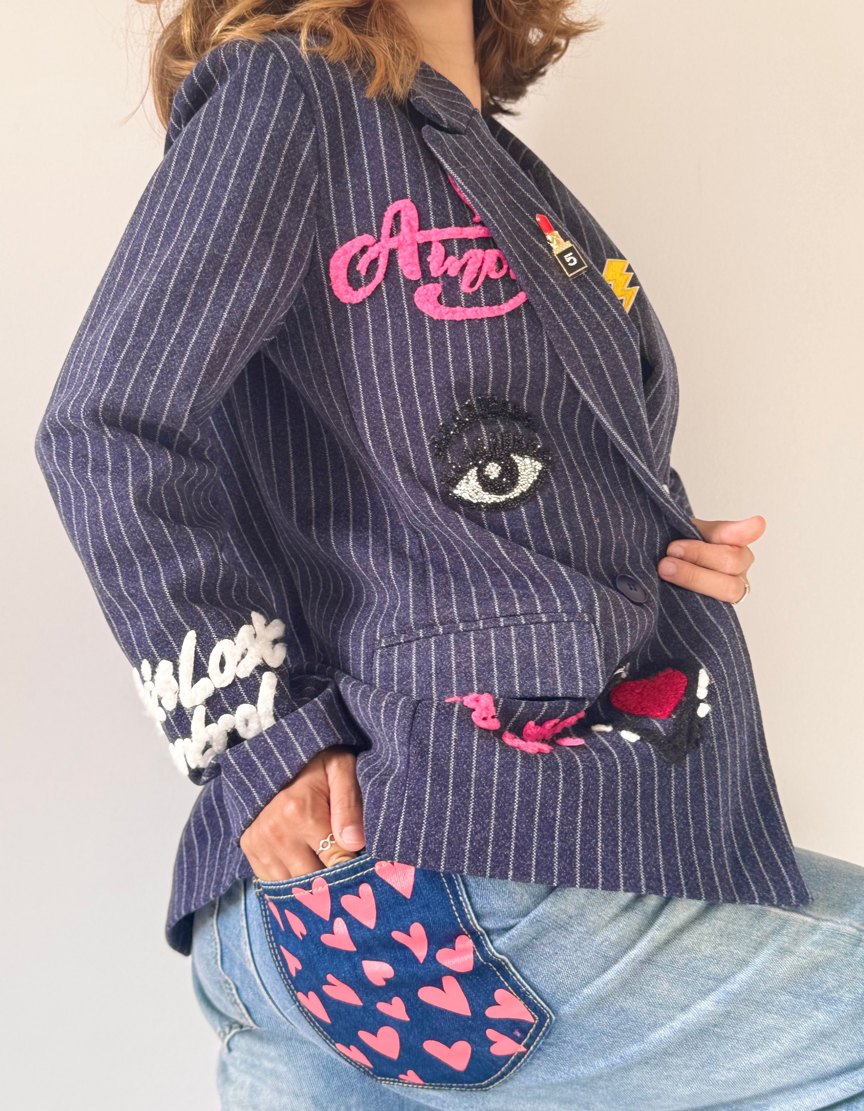 Blazer „good vibes“ mit Patches